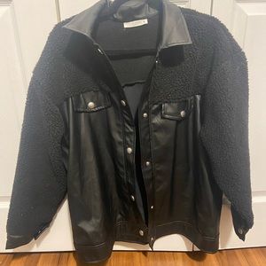 12th Tribe Leather Sherpa shacket